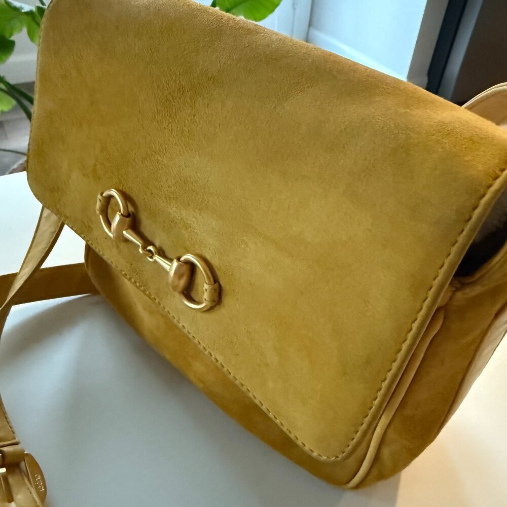 Vintage Gucci 1955 Horse-bit yellow leather & suede cross body - Picture 2 of 10